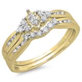 0.55 Carat (ctw) 10K Yellow Gold Marquise & Round Cut Diamond Ladies Bridal Engagement Ring With Matching Band Set 1/2 CT
