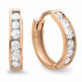 0.30 Carat (ctw) 14K Rose Gold Round Diamond Ladies Mens Unisex Huggie Hoop Earrings 1/3 CT