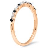 0.25 Carat (ctw) 10K Rose Gold Round Black & White Diamond Ladies 11 Stone Anniversary Wedding Stackable Band 1/4 CT