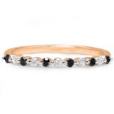 0.25 Carat (ctw) 10K Rose Gold Round Black & White Diamond Ladies 11 Stone Anniversary Wedding Stackable Band 1/4 CT