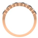 0.25 Carat (ctw) 10K Rose Gold Round Black & White Diamond Ladies 11 Stone Anniversary Wedding Stackable Band 1/4 CT