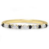 0.25 Carat (ctw) 10K Yellow Gold Round Black & White Diamond Ladies 11 Stone Anniversary Wedding Stackable Band 1/4 CT