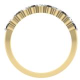 0.25 Carat (ctw) 10K Yellow Gold Round Black & White Diamond Ladies 11 Stone Anniversary Wedding Stackable Band 1/4 CT