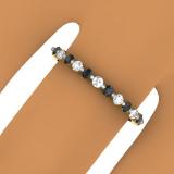 0.25 Carat (ctw) 10K Yellow Gold Round Black & White Diamond Ladies 11 Stone Anniversary Wedding Stackable Band 1/4 CT
