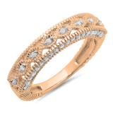0.40 Carat (ctw) 10K Rose Gold Round Cut Diamond Ladies Vintage Style Milgrain Anniversary Wedding Stackable Band