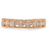 0.40 Carat (ctw) 10K Rose Gold Round Cut Diamond Ladies Vintage Style Milgrain Anniversary Wedding Stackable Band