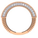 0.40 Carat (ctw) 10K Rose Gold Round Cut Diamond Ladies Vintage Style Milgrain Anniversary Wedding Stackable Band