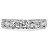 0.40 Carat (ctw) 10K White Gold Round Cut Diamond Ladies Vintage Style Milgrain Anniversary Wedding Stackable Band