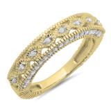 0.40 Carat (ctw) 10K Yellow Gold Round Cut Diamond Ladies Vintage Style Milgrain Anniversary Wedding Stackable Band