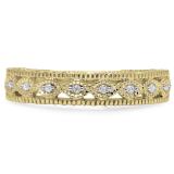 0.40 Carat (ctw) 10K Yellow Gold Round Cut Diamond Ladies Vintage Style Milgrain Anniversary Wedding Stackable Band