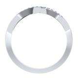 0.15 Carat (ctw) 14K White Gold Round Blue & White Diamond Ladies Anniversary Wedding Crossover Swirl Band
