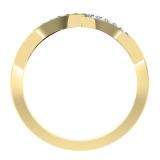 0.15 Carat (ctw) 14K Yellow Gold Round Blue & White Diamond Ladies Anniversary Wedding Crossover Swirl Band
