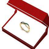 0.15 Carat (ctw) 14K Yellow Gold Round Blue & White Diamond Ladies Anniversary Wedding Crossover Swirl Band