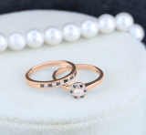 0.40 Carat (ctw) 10K Rose Gold Round Black & White Diamond Ladies Bridal Halo Engagement Ring With Matching Band Set