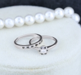 0.40 Carat (ctw) 10K White Gold Round Black & White Diamond Ladies Bridal Halo Engagement Ring With Matching Band Set