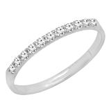 0.20 Carat (ctw) 14k White Gold Round Diamond Ladies Anniversary Wedding Ring Stackable Band 1/5 CT