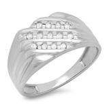 0.22 Carat (ctw) Sterling Silver Round White Real Diamond Men's Wedding Anniversary Ring