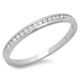 0.10 Carat (ctw) 14k White Gold Round Diamond Ladies Anniversary Wedding Stackable Band Ring 1/10 CT