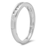 0.10 Carat (ctw) 10k White Gold Round Diamond Ladies Anniversary Wedding Ring 1/10 CT