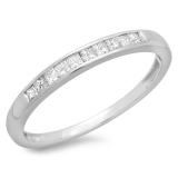 0.19 Carat (ctw) 10k White Gold Princess Cut Diamond Ladies Anniversary Wedding Stackable Ring Band