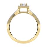 0.50 Carat (ctw) 10K Yellow Gold Round Cut Diamond Ladies Bridal Swirl Split Shank Halo Engagement Ring 1/2 CT