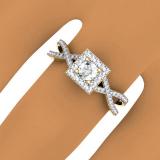0.50 Carat (ctw) 10K Yellow Gold Round Cut Diamond Ladies Bridal Swirl Split Shank Halo Engagement Ring 1/2 CT