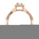 0.50 Carat (ctw) 14K Rose Gold Round Cut Diamond Ladies Bridal Swirl Split Shank Halo Engagement Ring 1/2 CT