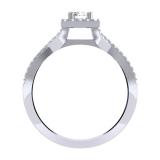 0.50 Carat (ctw) 14K White Gold Round Cut Diamond Ladies Bridal Swirl Split Shank Halo Engagement Ring 1/2 CT
