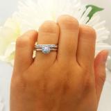 0.33 Carat (ctw) 10K White Gold Round Cut Diamond Ladies Bridal Halo Engagement Ring With Matching Band Set 1/3 CT