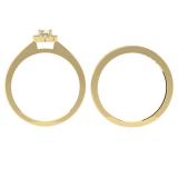 0.33 Carat (ctw) 10K Yellow Gold Round Cut Diamond Ladies Bridal Halo Engagement Ring With Matching Band Set 1/3 CT