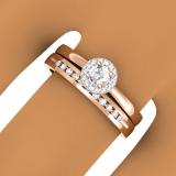 0.33 Carat (ctw) 14K Rose Gold Round Cut Diamond Ladies Bridal Halo Engagement Ring With Matching Band Set 1/3 CT