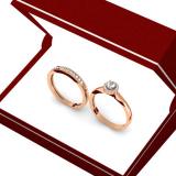 0.33 Carat (ctw) 14K Rose Gold Round Cut Diamond Ladies Bridal Halo Engagement Ring With Matching Band Set 1/3 CT