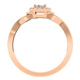 0.25 Carat (ctw) 10K Rose Gold Round Diamond Ladies Swirl Split Shank Bridal Halo Engagement Ring 1/4 CT