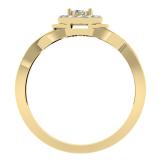 0.25 Carat (ctw) 10K Yellow Gold Round Diamond Ladies Swirl Split Shank Bridal Halo Engagement Ring 1/4 CT