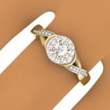 0.25 Carat (ctw) 10K Yellow Gold Round Diamond Ladies Swirl Split Shank Bridal Halo Engagement Ring 1/4 CT