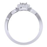 0.25 Carat (ctw) 14K White Gold Round Diamond Ladies Swirl Split Shank Bridal Halo Engagement Ring 1/4 CT