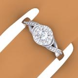 0.25 Carat (ctw) 14K White Gold Round Diamond Ladies Swirl Split Shank Bridal Halo Engagement Ring 1/4 CT