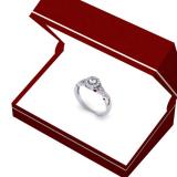 0.25 Carat (ctw) 14K White Gold Round Diamond Ladies Swirl Split Shank Bridal Halo Engagement Ring 1/4 CT