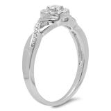 0.25 Carat (ctw) 18K White Gold Round Diamond Ladies Swirl Split Shank Bridal Halo Engagement Ring 1/4 CT