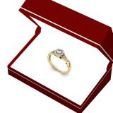 0.25 Carat (ctw) 18K Yellow Gold Round Diamond Ladies Swirl Split Shank Bridal Halo Engagement Ring 1/4 CT