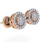 0.40 Carat (ctw) 18K Rose Gold Real Round Cut White Diamond Ladies Flower Cluster Stud Earrings