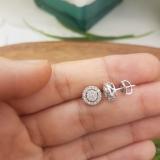0.40 Carat (ctw) 18K White Gold Real Round Cut White Diamond Ladies Flower Cluster Stud Earrings