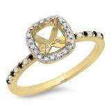 0.30 Carat (ctw) 10K Yellow Gold Round Cut Black & White Diamond Ladies Bridal Semi Mount Engagement Ring 1/3 CT (No Center Stone)