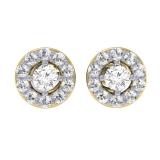 0.50 Carat (ctw) 10K Yellow Gold Real Round Cut White Diamond Ladies Cluster Stud Earrings 1/2 CT