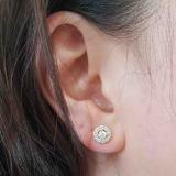 0.50 Carat (ctw) 10K Yellow Gold Real Round Cut White Diamond Ladies Cluster Stud Earrings 1/2 CT