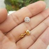 0.50 Carat (ctw) 14K Yellow Gold Real Round Cut White Diamond Ladies Cluster Stud Earrings 1/2 CT