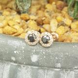 0.60 Carat (ctw) 10K Rose Gold Real Round Cut Black & White Diamond Ladies Cluster Halo Style Stud Earrings