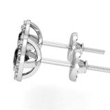 0.60 Carat (ctw) 10K White Gold Real Round Cut Black & White Diamond Ladies Cluster Halo Style Stud Earrings