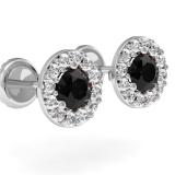 0.60 Carat (ctw) 14K White Gold Real Round Cut Black & White Diamond Ladies Cluster Halo Style Stud Earrings