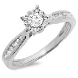 0.40 Carat (ctw) 10K White Gold Round Cut Diamond Ladies Bridal Solitaire With Accents Engagement Ring